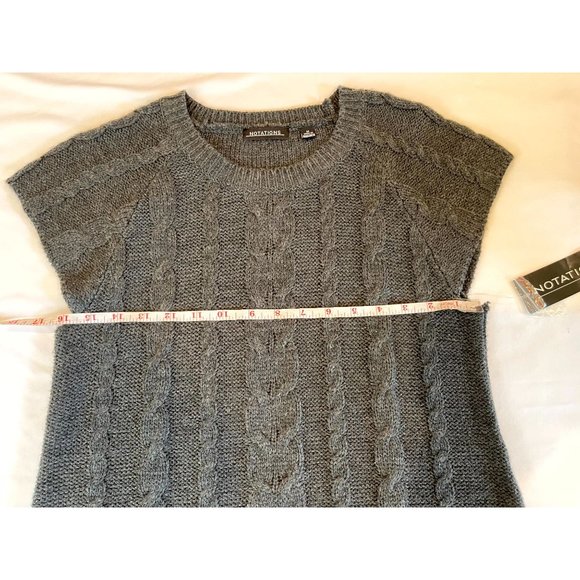 NWT Notations Womens Tunic Sweater Dress Cap Sleeve Round Neck Gray Size Medium - Picture 5 of 11